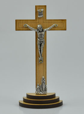 Crucifix en Bois et Christ Style Bronze Vieilli de Lourdes - 12 cm (pic 1)