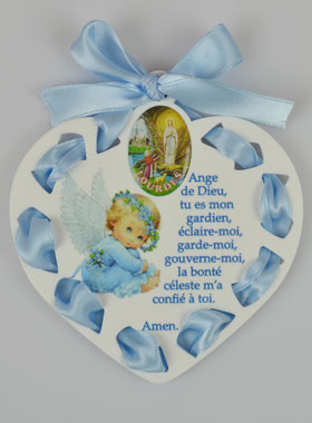 Icône Ange-Gardien Bleue - Cadeau de Baptême Garçon - 11 cm (pic 1)