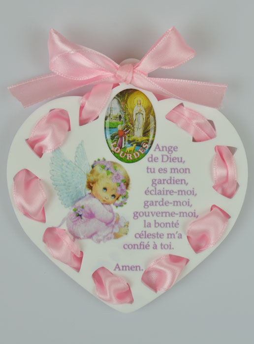 Icône Ange-Gardien Rose - Cadeau de Baptême Fille - 11 cm (pic 2)
