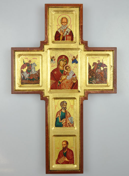 Icône Byzantine Croix de la Vie du Christ Peinte à la Main - 35 cm (pic 2)