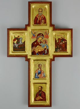 Icône Byzantine Croix Vie du Christ Peinte à la Main (pic 1)