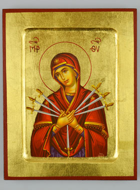 Icône Byzantine Notre Dame des 7 Douleurs - 17 cm (pic 1)