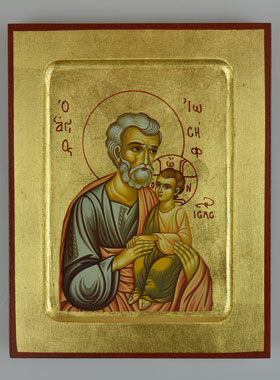 Icône Byzantine Saint Joseph à l'Enfant Jésus - 17 cm (pic 1)