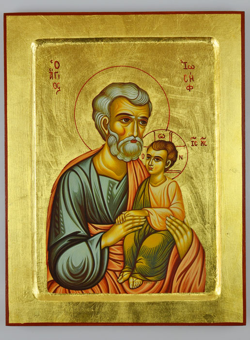 Icône Byzantine Saint Joseph à l'Enfant Jésus - 30 cm (pic 2)