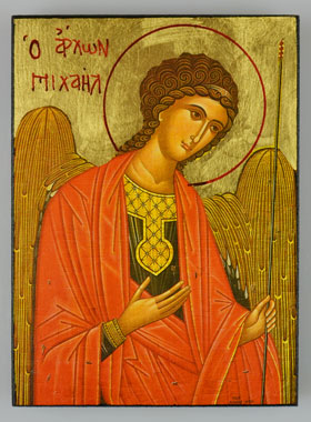 Icône Byzantine Saint Michel Archange Rouge - 12 cm (pic 1)