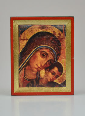 Icône Byzantine Vierge à l'Enfant Peinte à la Main - 8 cm (pic 1)