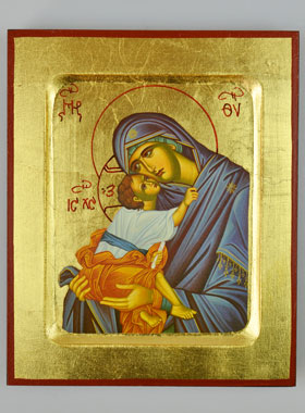 Icône Byzantine Vierge de Tendresse Voile Bleu - 17 cm (pic 1)