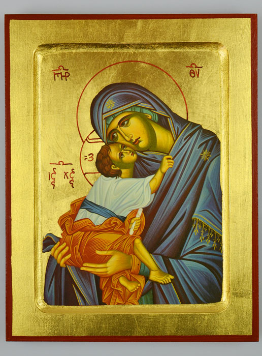 Icône Byzantine Vierge de Tendresse Voile Bleu - 22 cm (pic 2)