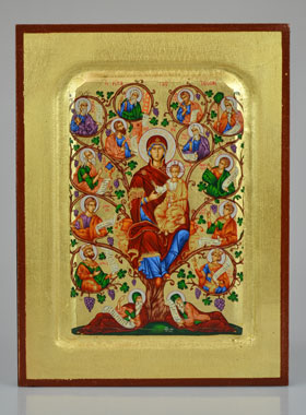 Icône Byzantine Vierge Marie Arbre de Jessé - 23 cm (pic 1)