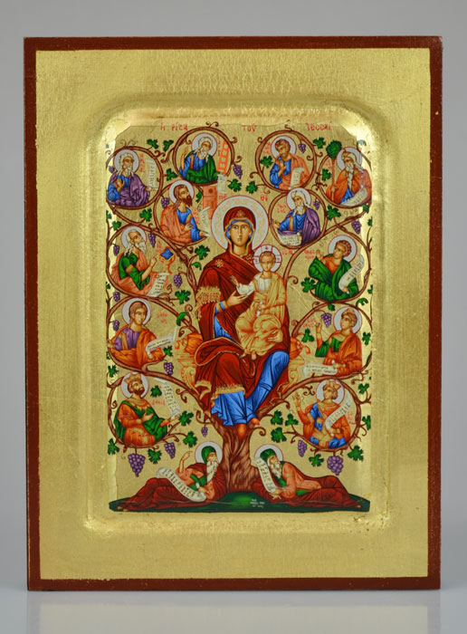 Icône Byzantine Vierge Marie Arbre de Jessé - 23 cm (pic 2)