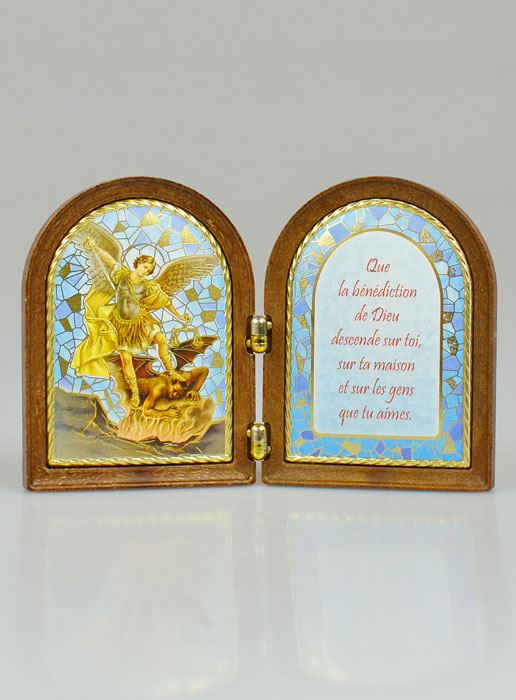 Icône Diptyque de Saint Michel et Prière de Bénédiction en Bois (pic 2)