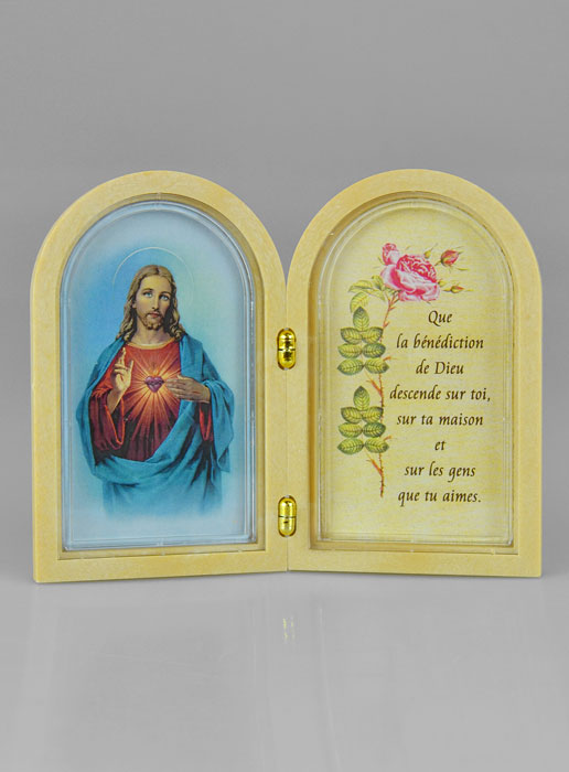 Icône Diptyque Sacré Coeur de Jésus + Prière de Bénédiction (pic 2)