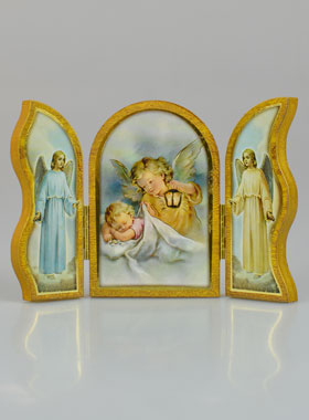 Icône Triptyque Ange-Gardien Protecteur - 12 cm (pic 1)