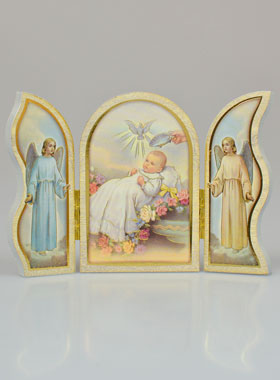Icône Triptyque Souvenir de Baptême - 13 cm (pic 1)
