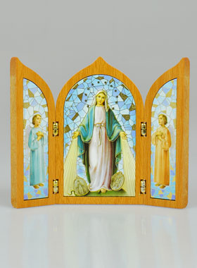 Icône Triptyque de la Vierge Miraculeuse en Bois (pic 1)