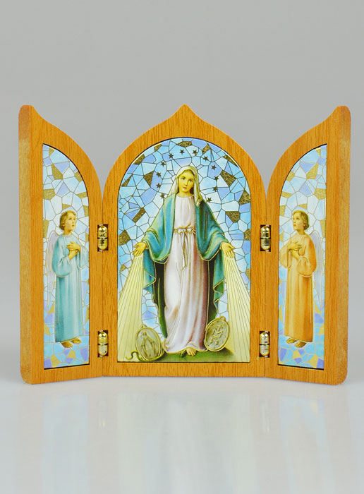 Icône Triptyque de la Vierge Miraculeuse en Bois (pic 2)
