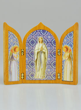 Icône Triptyque de Notre Dame de Lourdes en Bois (pic 1)
