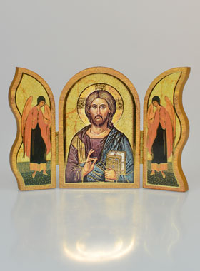 Icône Triptyque du Christ Pantocrator - 12 cm (pic 1)