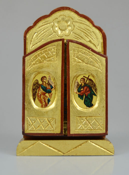 Icône Triptyque Sainte Famille sur Feuille d'Or - 26 cm (pic 3)
