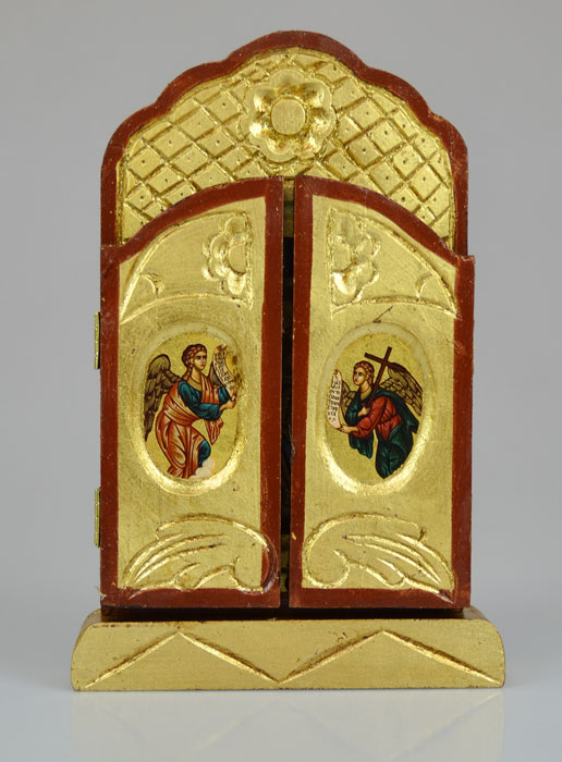 Icône Triptyque Vierge de Vladimir sur Feuille d'Or - 26 cm (pic 3)