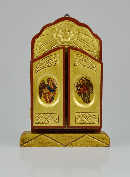 Icône Triptyque Vierge Marie Porte du Ciel sur Feuille d'Or - 26 cm (pic 3)