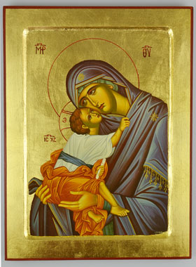 Icône Vierge de Tendresse - Voile Bleu - 30 cm (pic 1)