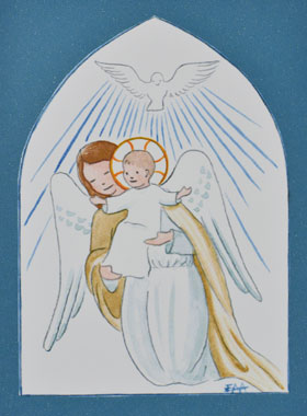 Image de Baptême - Ange-Gardien Protecteur et Esprit Saint - Bleu (pic 1)
