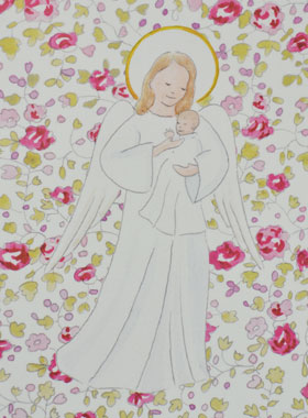 Image de Baptême - Ange Protecteur - Rose (pic 1)