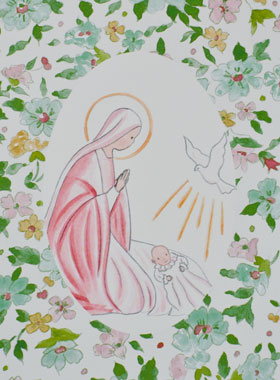 Image de Baptême - Vierge Marie et Colombe de l'Esprit Saint (pic 1)