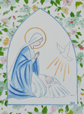 Image de Baptême - Vierge Marie et Colombe Esprit Saint (pic 1)
