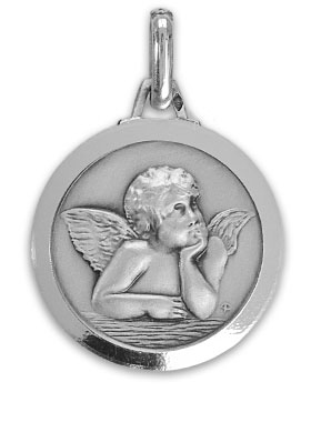 Médaille Ange-Gardien Facettée en Argent 925/1000 - 18 mm (pic 1)
