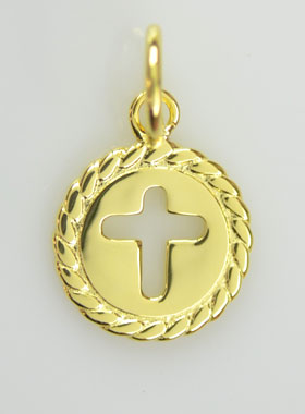 Médaille Croix en Plaqué Or 18 Carats - 13mm (pic 1)