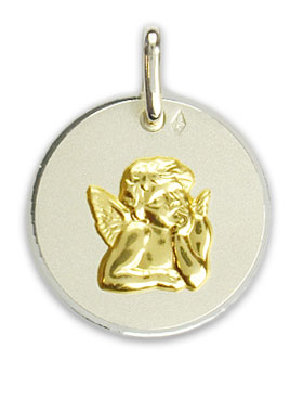 Médaille Ange-Gardien en Or et Argent 925/1000 - 16 mm (pic 1)