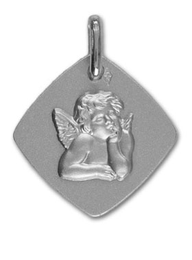 Médaille de Baptême Ange Protecteur en Argent Massif (pic 1)