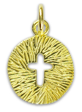 Médaille de Baptême Croix en Plaqué Or 18 Carats (pic 1)