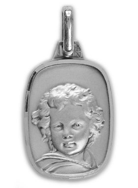 Médaille de Baptême Plaque Ange-Gardien Facettée en Argent 925/1000 (pic 1)