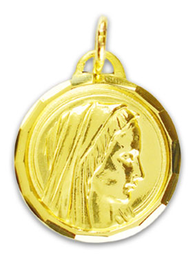 Médaille de Baptême Profil Sainte Vierge Marie en Plaqué Or (pic 1)