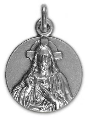 Médaille de Baptême Sacré Coeur de Jésus-Christ en Argent 925/1000 (pic 1)