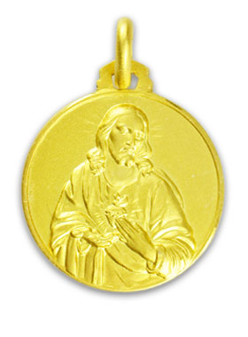Médaille de Baptême Sacré Coeur de Jésus en Plaqué Or (pic 1)