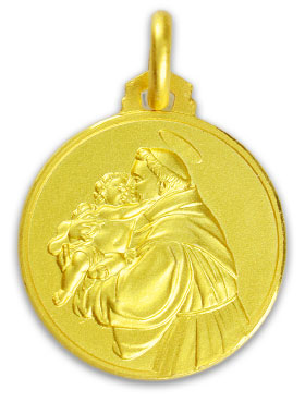 Médaille de Baptême Saint Antoine en Plaqué Or (pic 1)