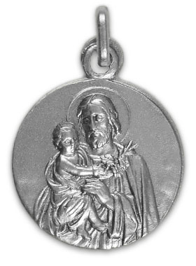 Médaille de Baptême Saint Joseph à l'Enfant Jésus en Argent (pic 1)