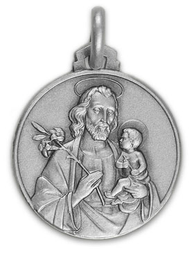Médaille de Baptême Saint Joseph en Argent Massif (pic 1)