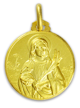 Médaille de Baptême Sainte Lucie en Plaqué Or (pic 1)