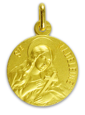 Médaille de Baptême Sainte Marie-Madeleine en Plaqué Or (pic 1)