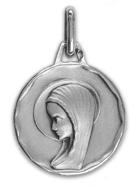 Médaille de Baptême Vierge au Voile Profil Gauche en Argent (pic 1)