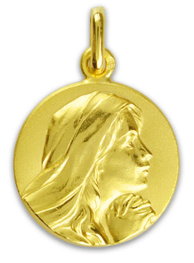 Médaille de Baptême Vierge Marie en Prière - Plaqué Or (pic 1)