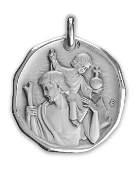 Médaille de Saint Christophe en Argent Massif 925/1000 - 30 mm (pic 1)