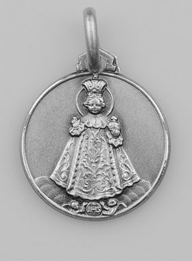 Médaille Enfant Jésus de Prague en Argent Massif - 16mm (pic 1)