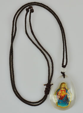Médaille Goutte en Verre - Coeur Sacré de Jésus - sur Cordon (pic 1)