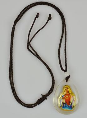Médaille Goutte en Verre - Coeur Sacré de Marie - sur Cordon (pic 1)